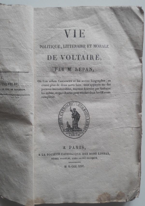 Vie politique, litteraire et morale de Voltaire di M. Lepan