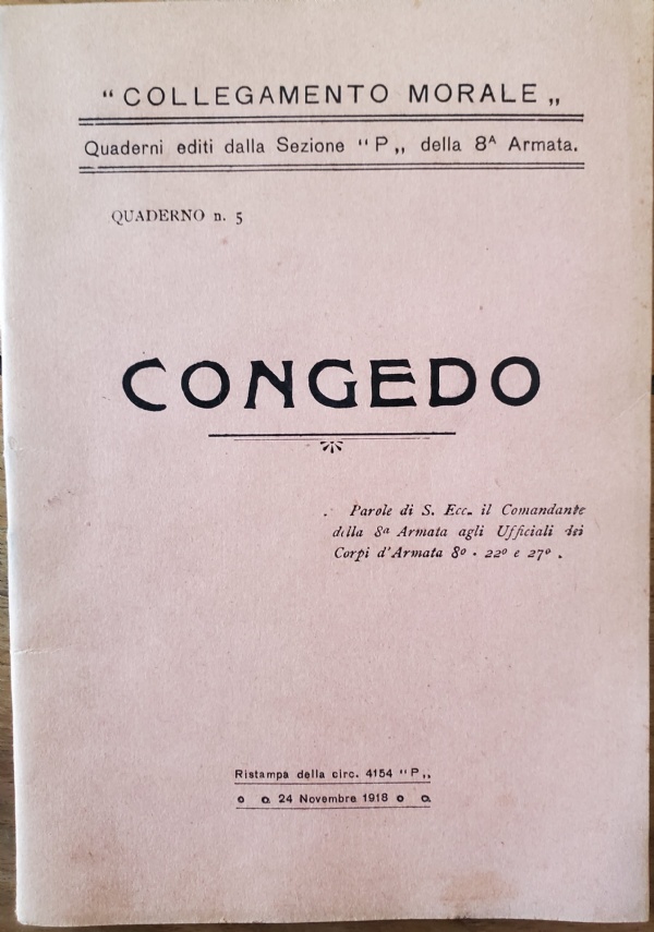 Saluto. S. Ecc. il Comandante della 8a Armata ai suoi giovani ufficiali. di 