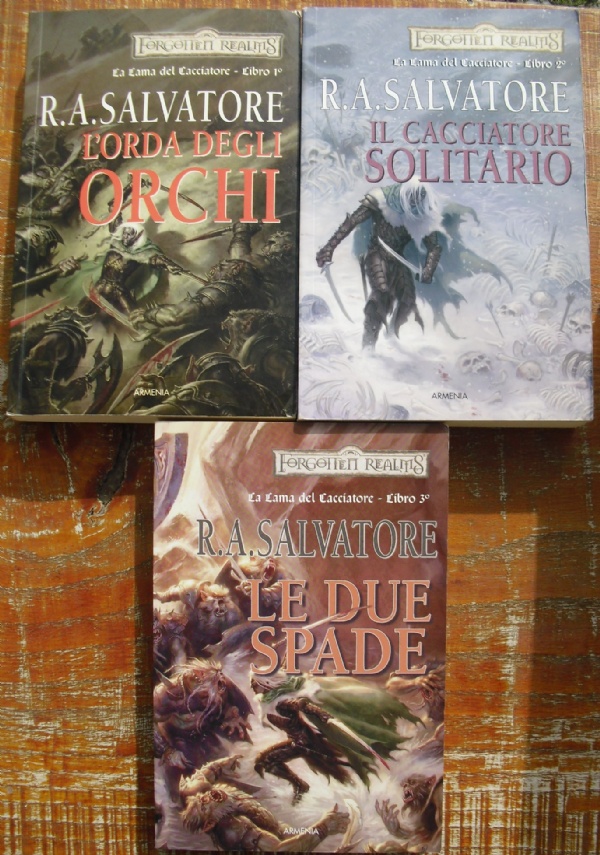 Lotto 6 libri fantasy Forgotten Realms La leggenda di Drizzt: Le lande d�argento, Notte senza stelle, L�ora di Wulfgar, La promessa del Re Stregone, Le due spade, Il re degli orchi SERIE NON COMPLETA di 