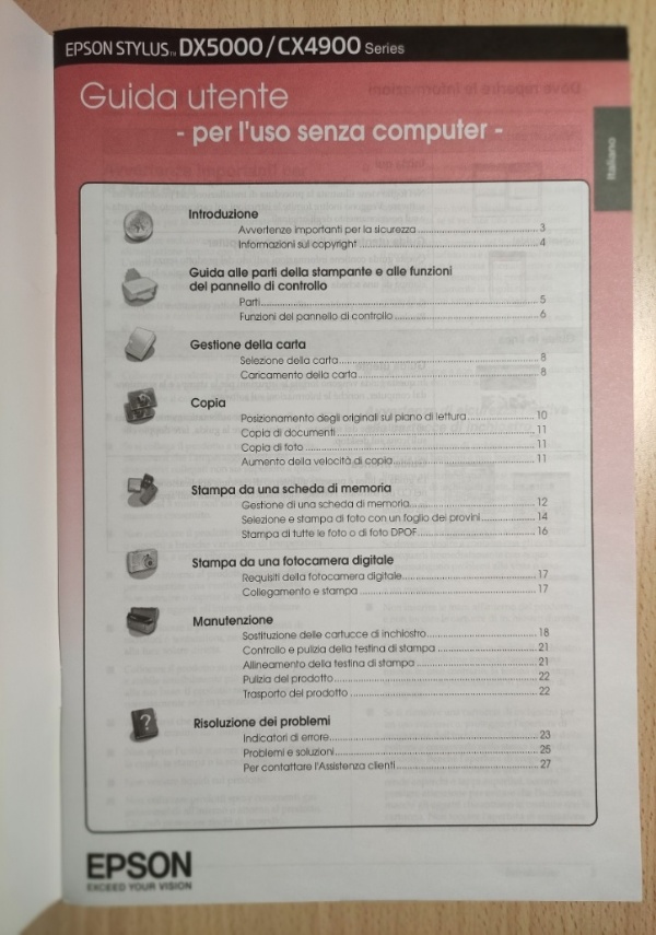 Manuale ESPON Stylus DX5000 CX4900 series: Guida utente per l’uso senza computer + Software CD-ROM 💿 (per Windows e Macintosh) — ⭐COME NUOVI⭐ di Autori vari
