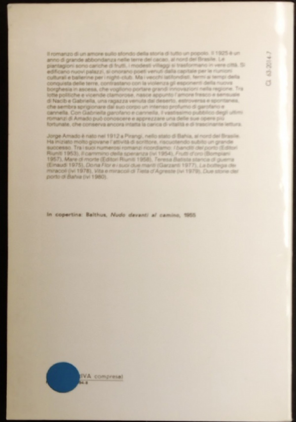 Gabriella garofano e cannella - Jorge Amado - I David Editori Riuniti 1984 di Jorge Amado