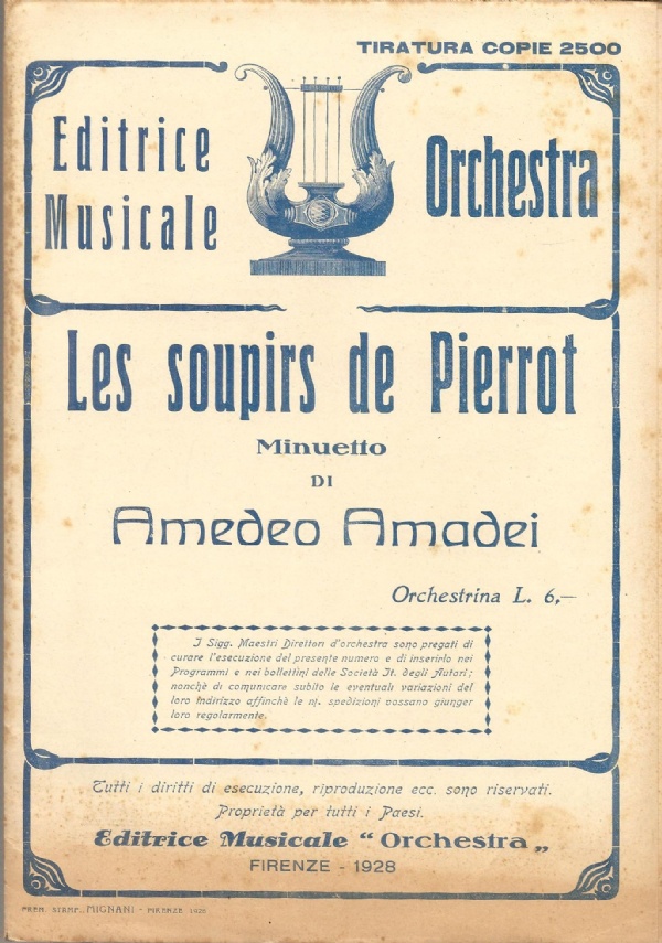 Ultima sera... (Barcarola) SPARTITI MUSICALI  - ORCHESTRINA di 
