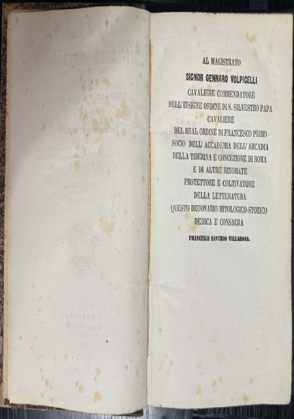 DIZIONARIO MITOLOGICO-STORICO-POETICO di FRANCESCO SAVERIO VILLAROSA